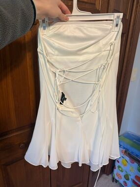 Lulu's White Lace-Up Mini Dress